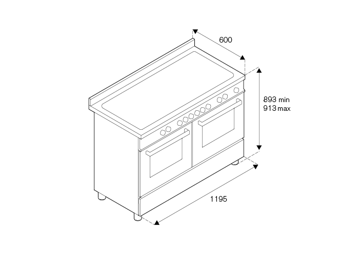 120 cm induction top + griddle, electric double oven | Bertazzoni